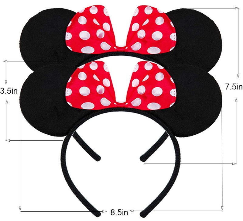 FANYITY Mouse Ears, 2 Pcs Mice Ear Costume Headbands Hair Band for Christmas Party (Red Dot) - Image 2